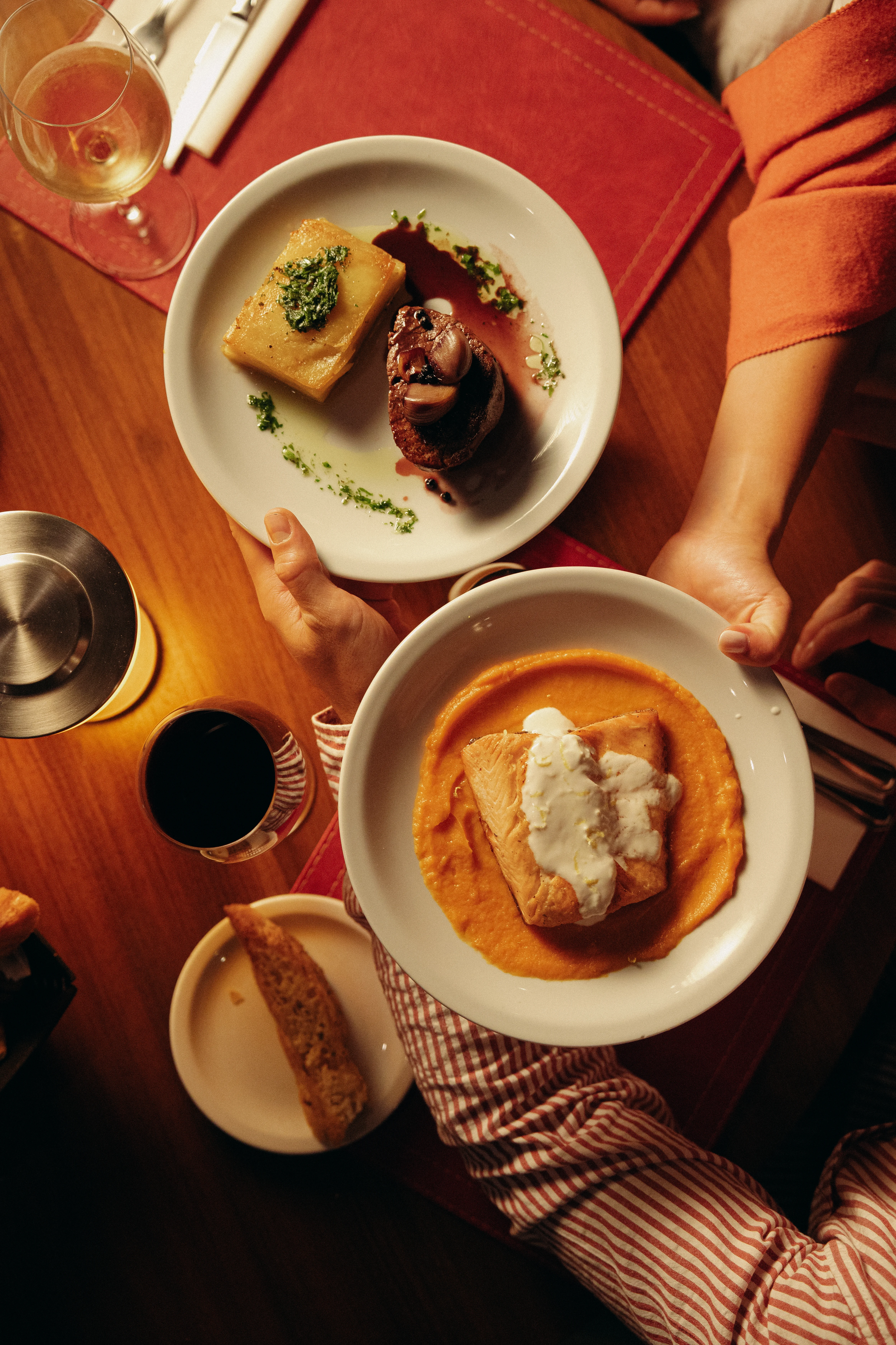 Platos del restaurante desde arriba